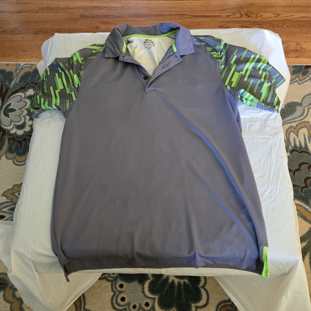 Slazenger Men's Gray Golf Polo with Green Accents